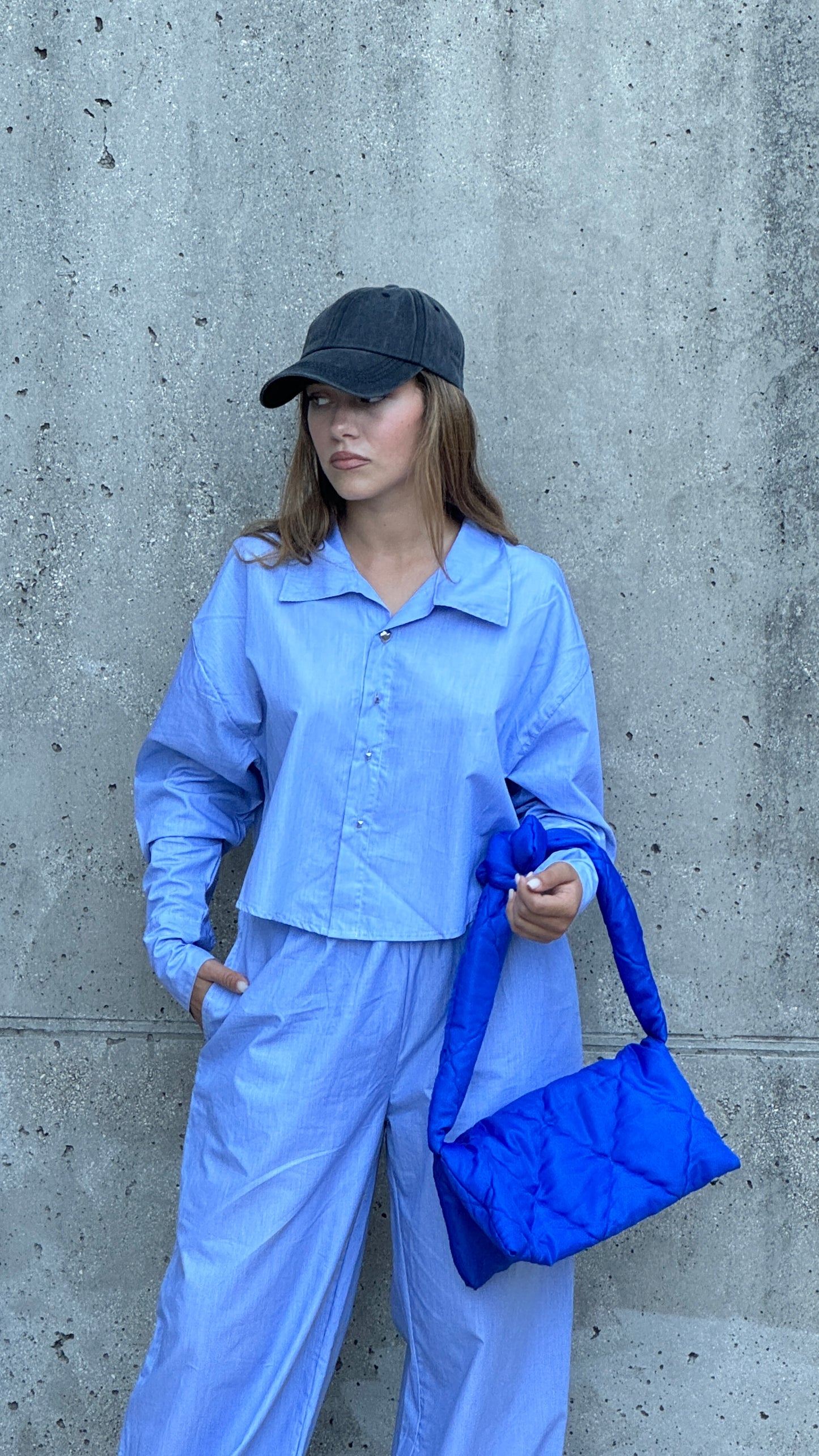 WIDE LEG TROUSERS BLUE