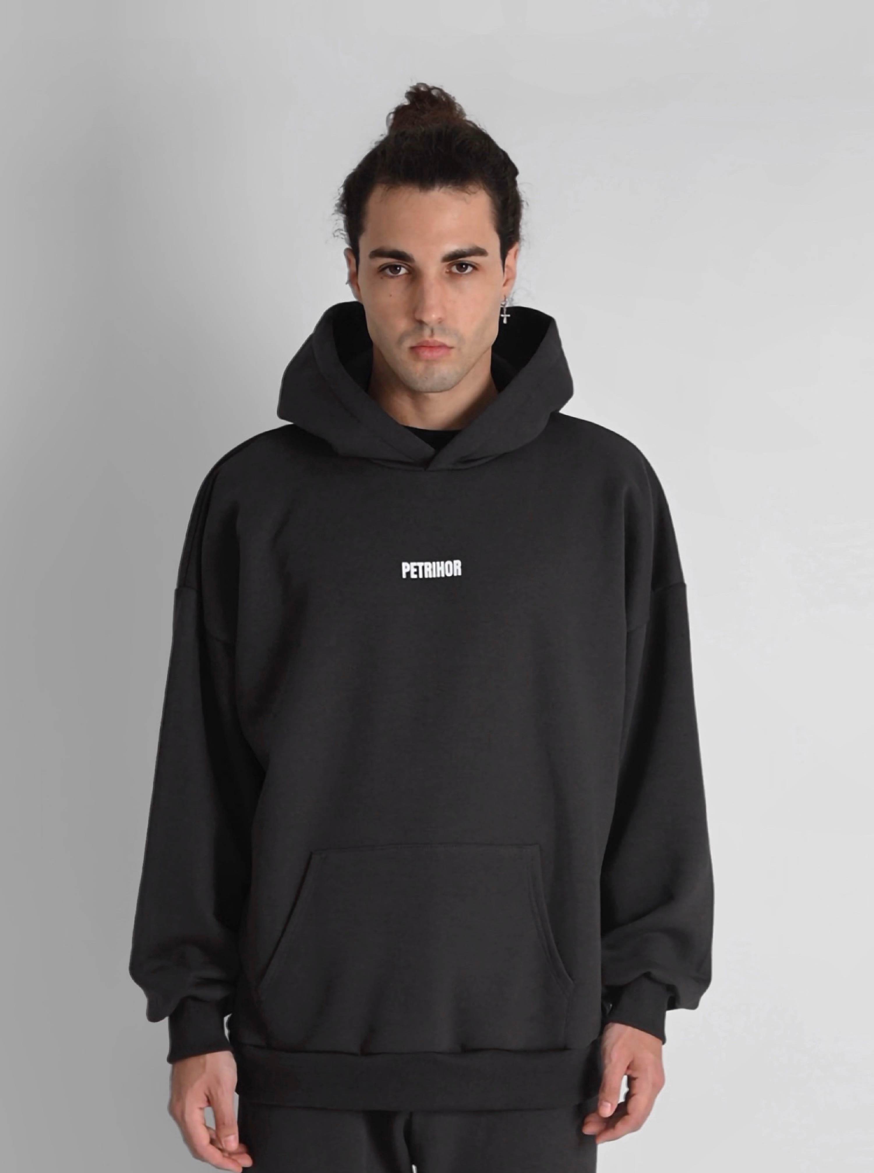 TRADEMARK'' hoodie in onyx color – PETRIHOR