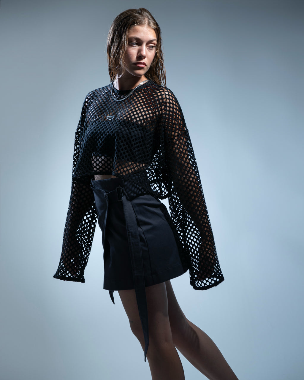 ''HONEY'' MESH TOP BLACK