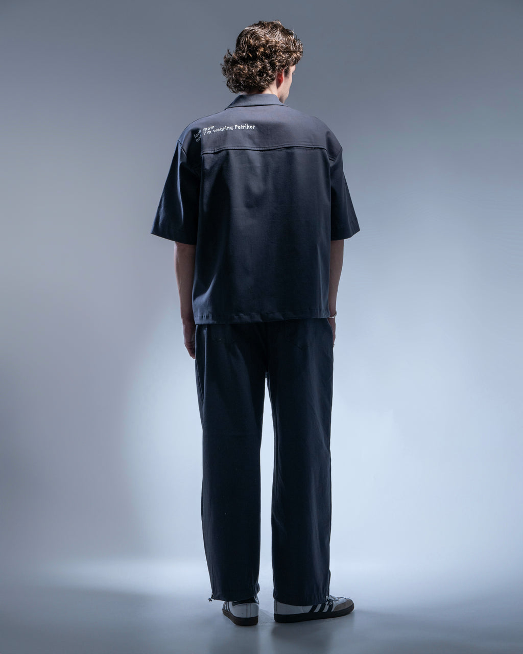 EMBRIODERED COTTON SHIRT GRAY