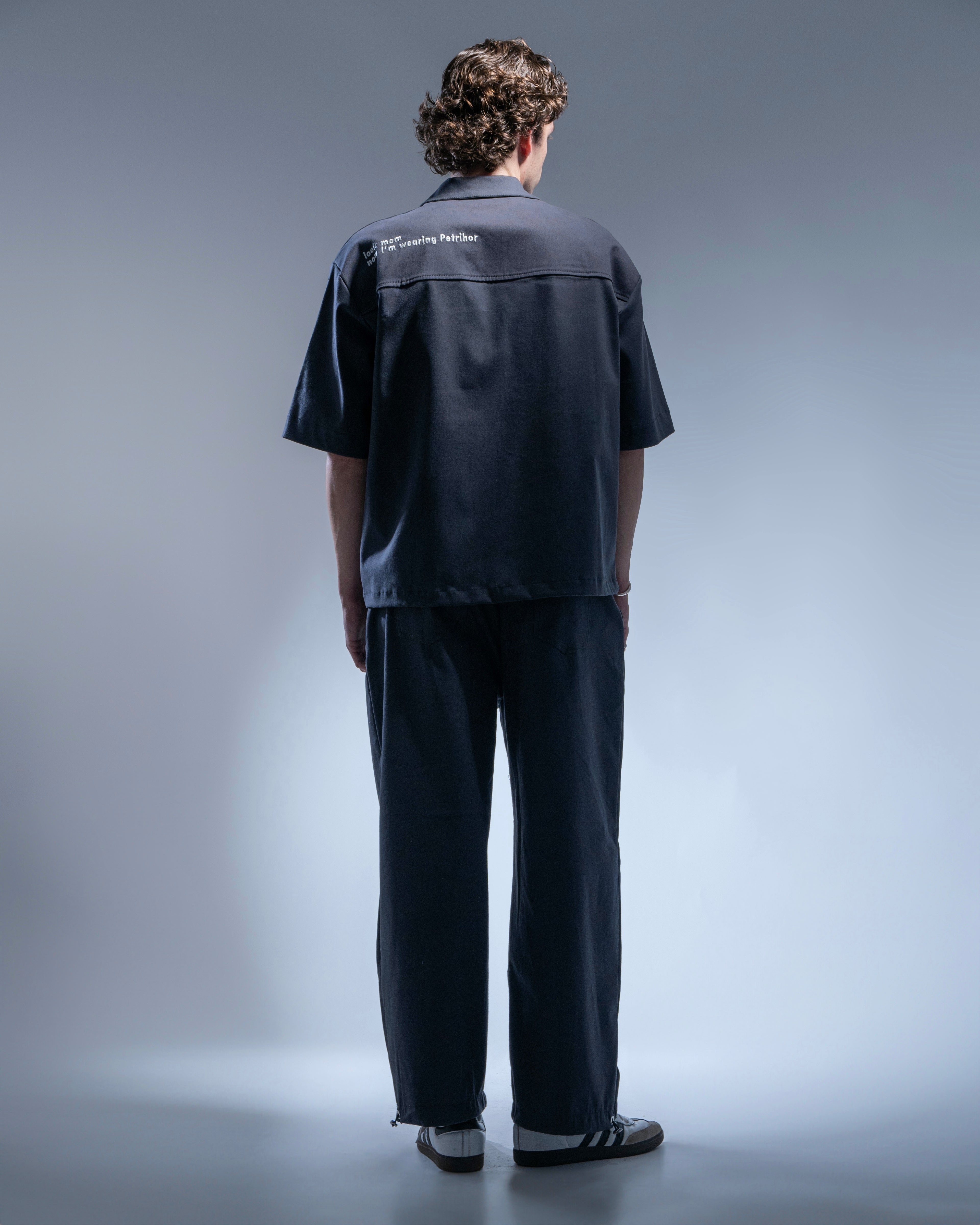 EMBRIODERED COTTON SHIRT GRAY