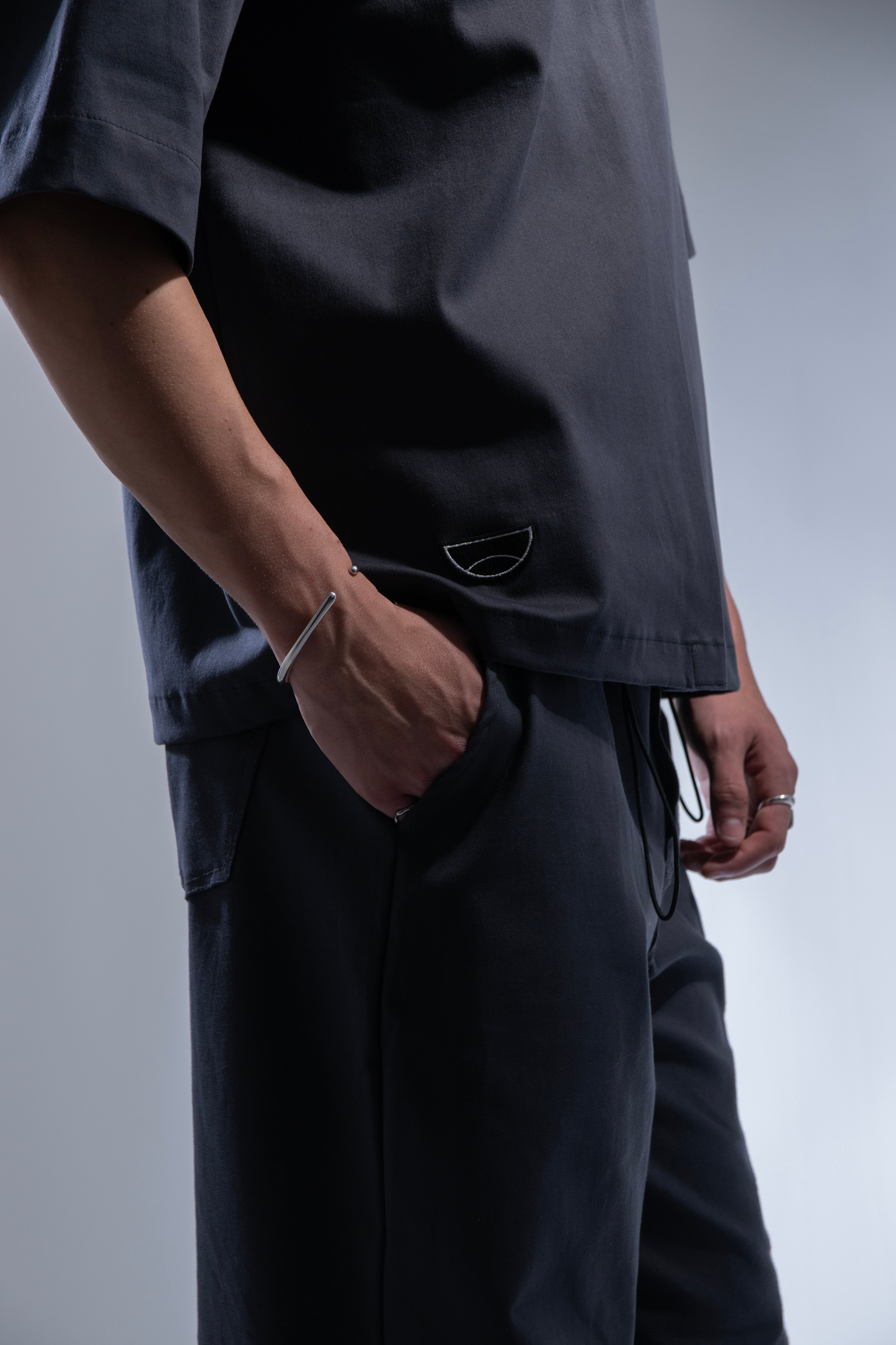 EMBRIODERED COTTON SHIRT GRAY