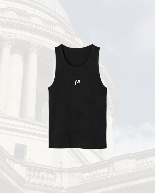 BLACK RIBBED TANK TOP