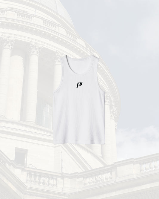 WHITE RIBBED TANK TOP