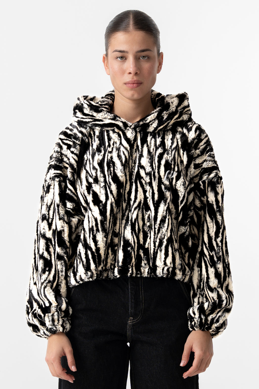 Zebra fur hoodie