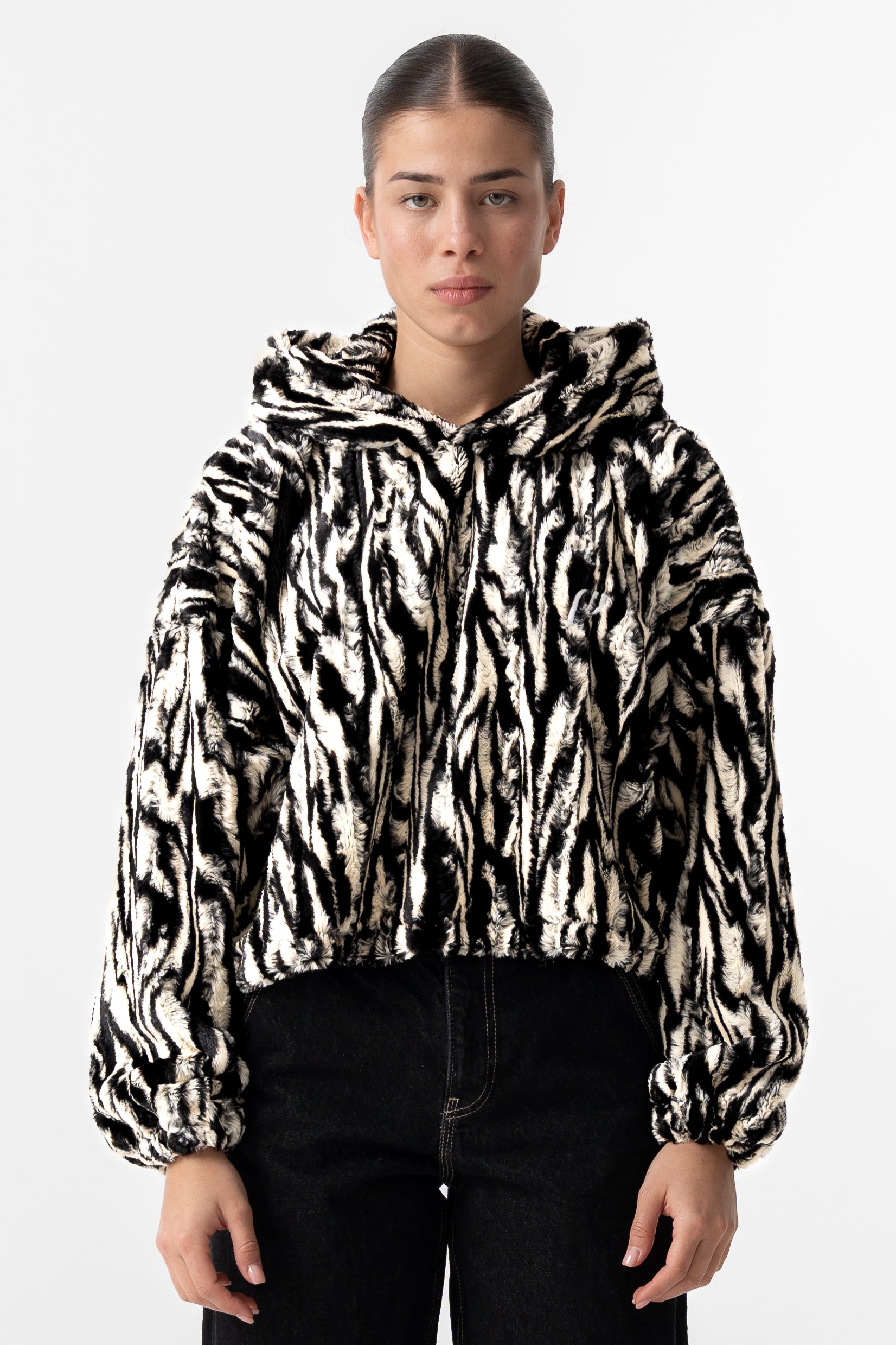 Zebra fur hoodie
