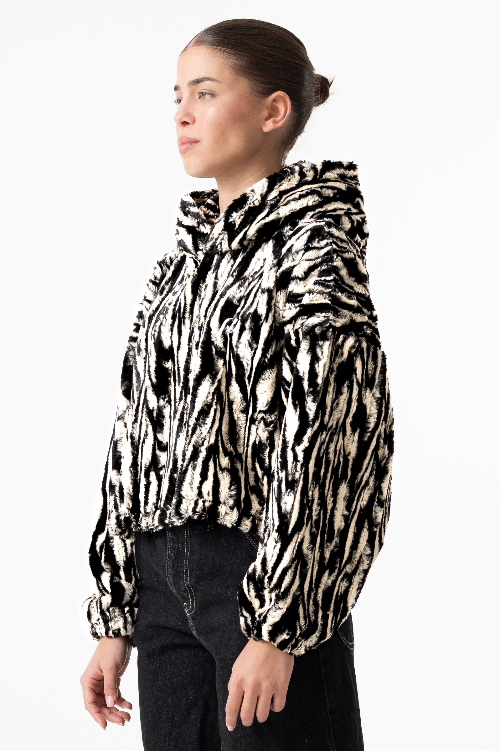 Zebra fur hoodie