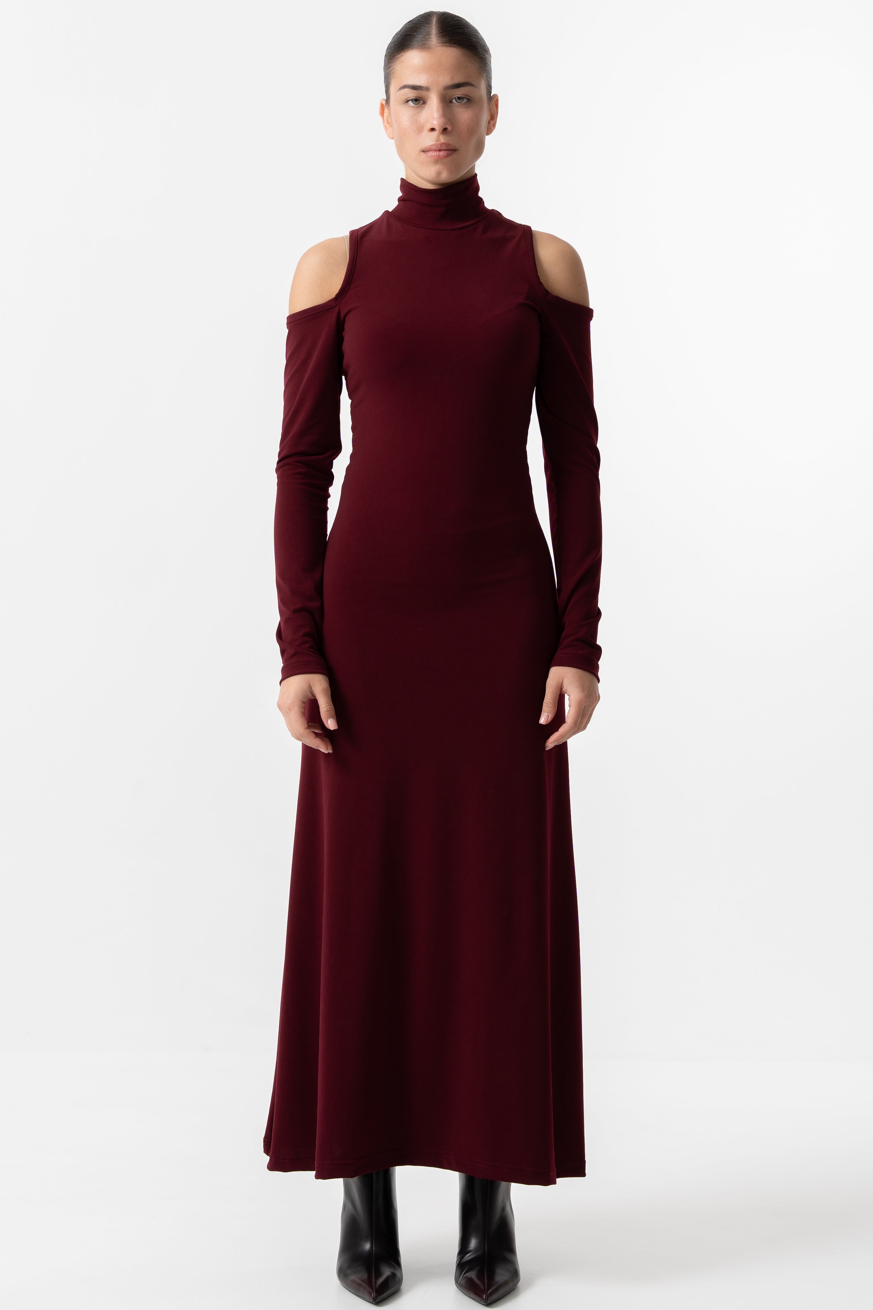 Cut out burgundy maxi dress