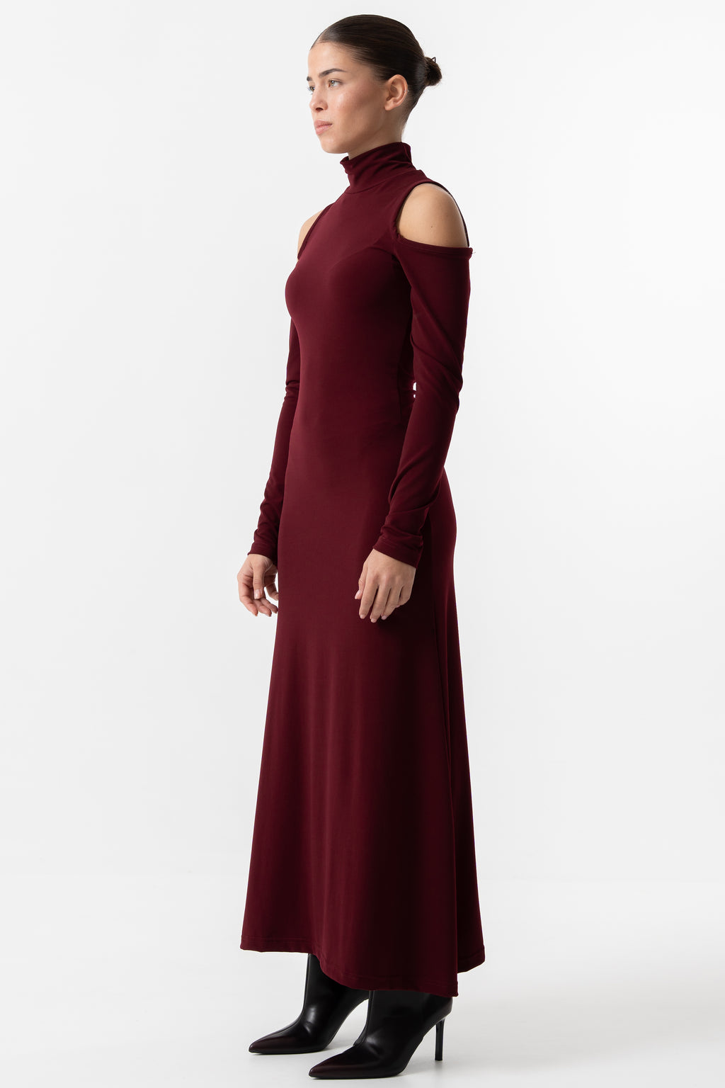 Cut out burgundy maxi dress