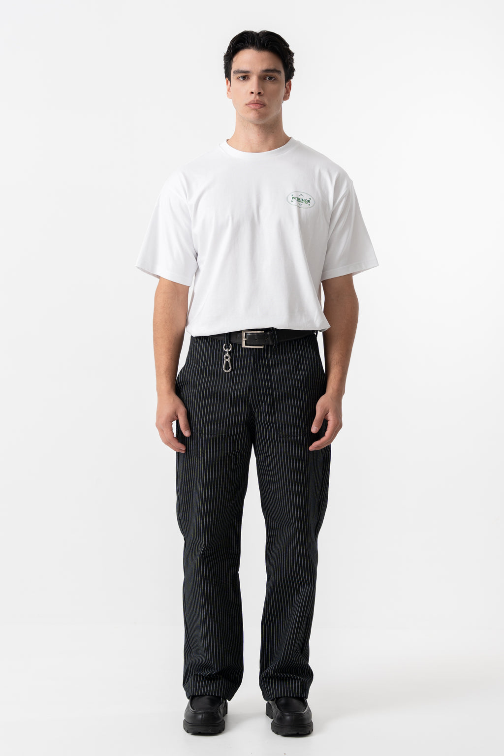 STRIPED STRAIGHT LEG TROUSERS