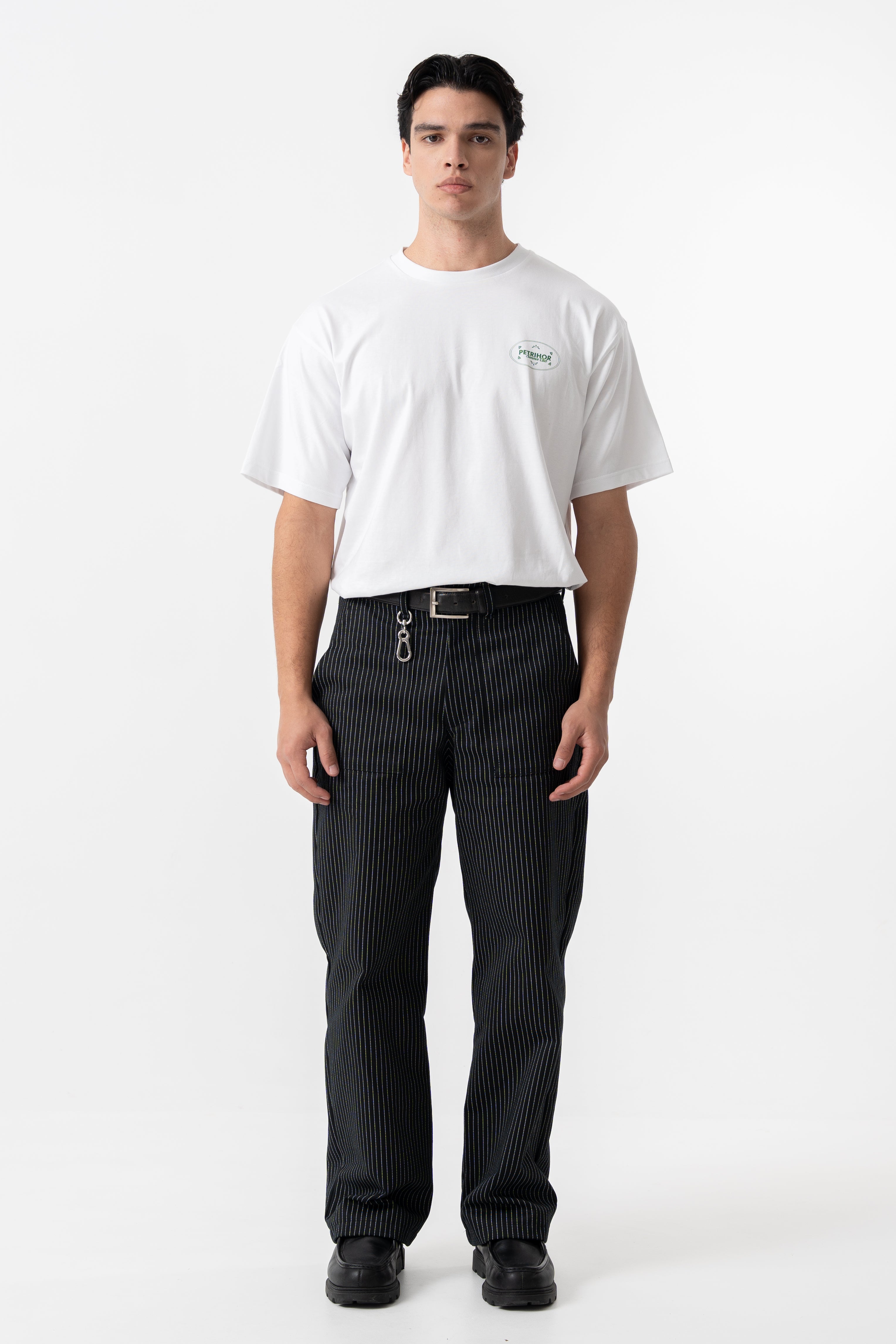 STRIPED STRAIGHT LEG TROUSERS