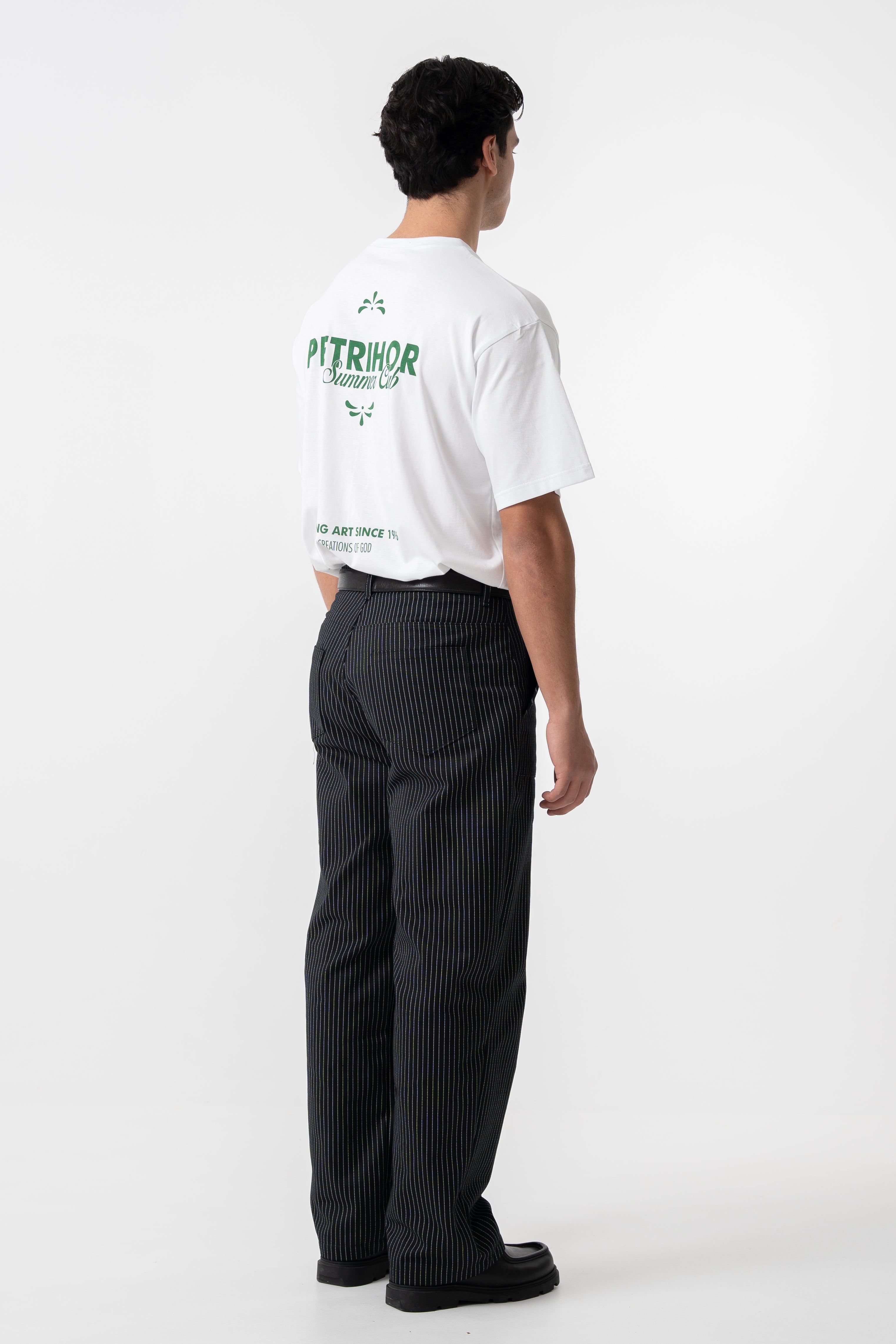 STRIPED STRAIGHT LEG TROUSERS