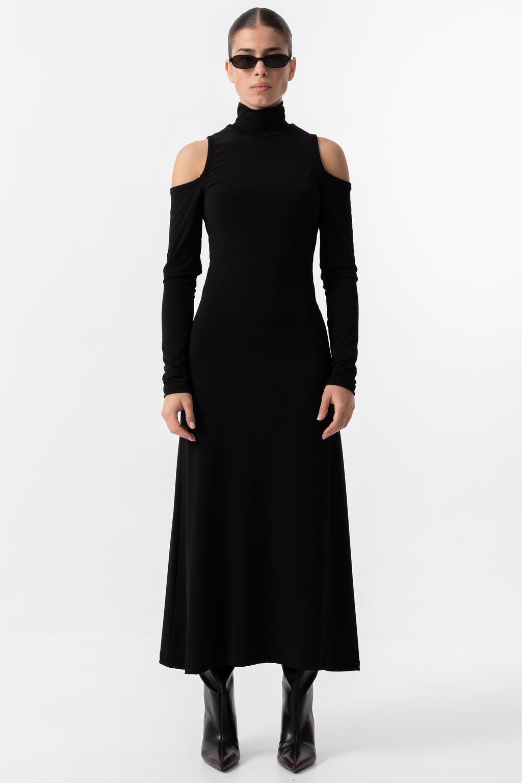 Cut out black maxi dress