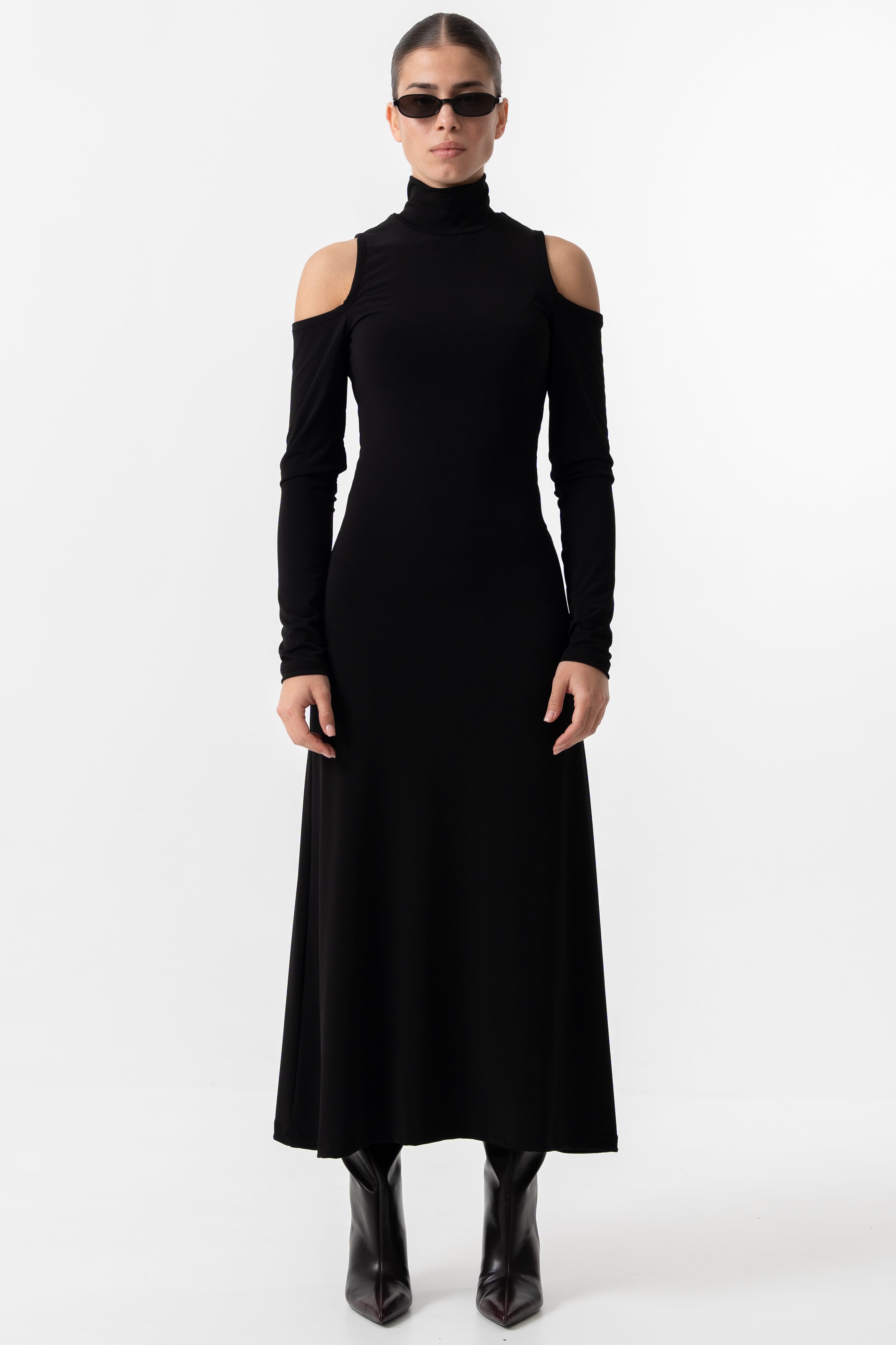 Cut out black maxi dress