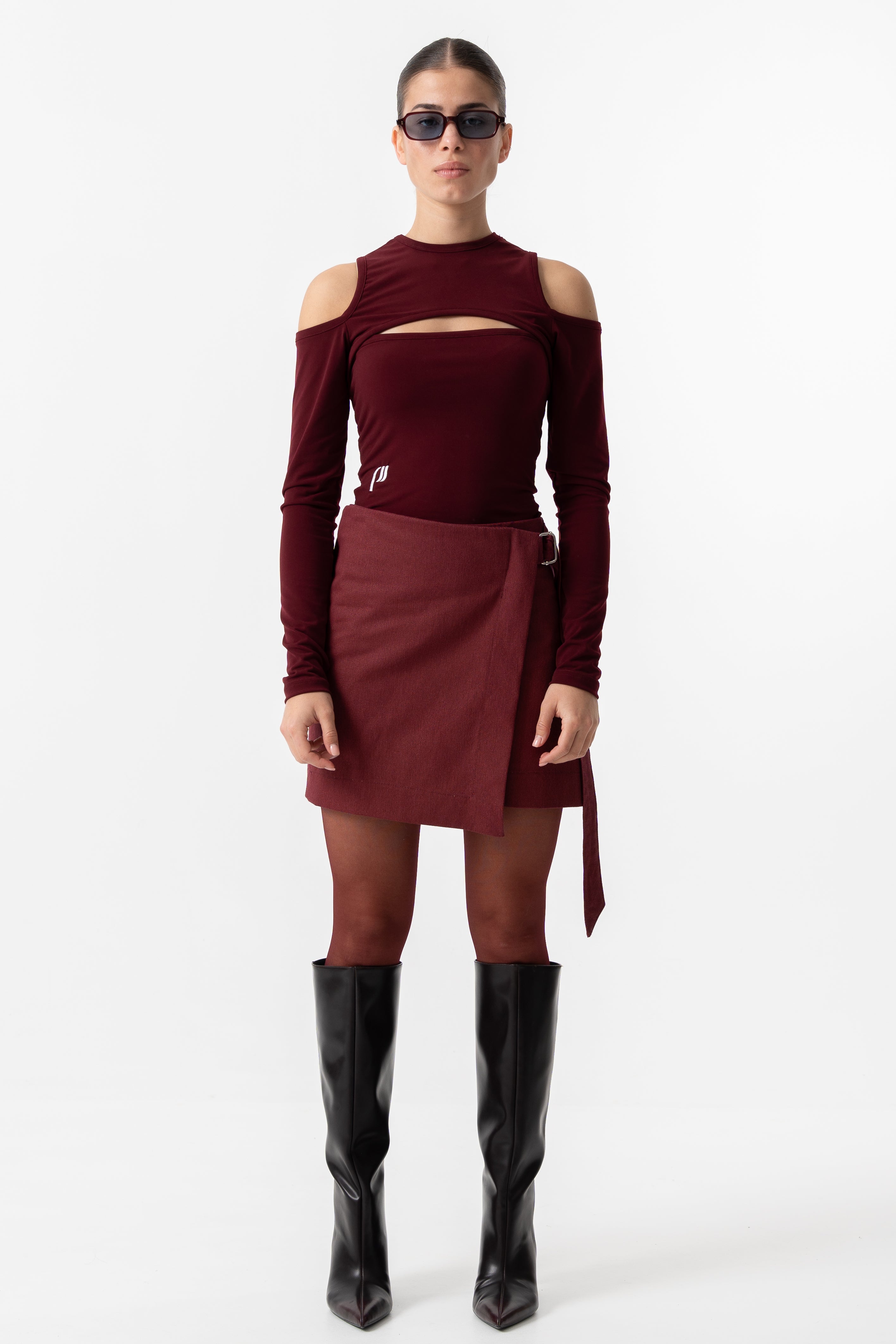 Burgundy cut-out top