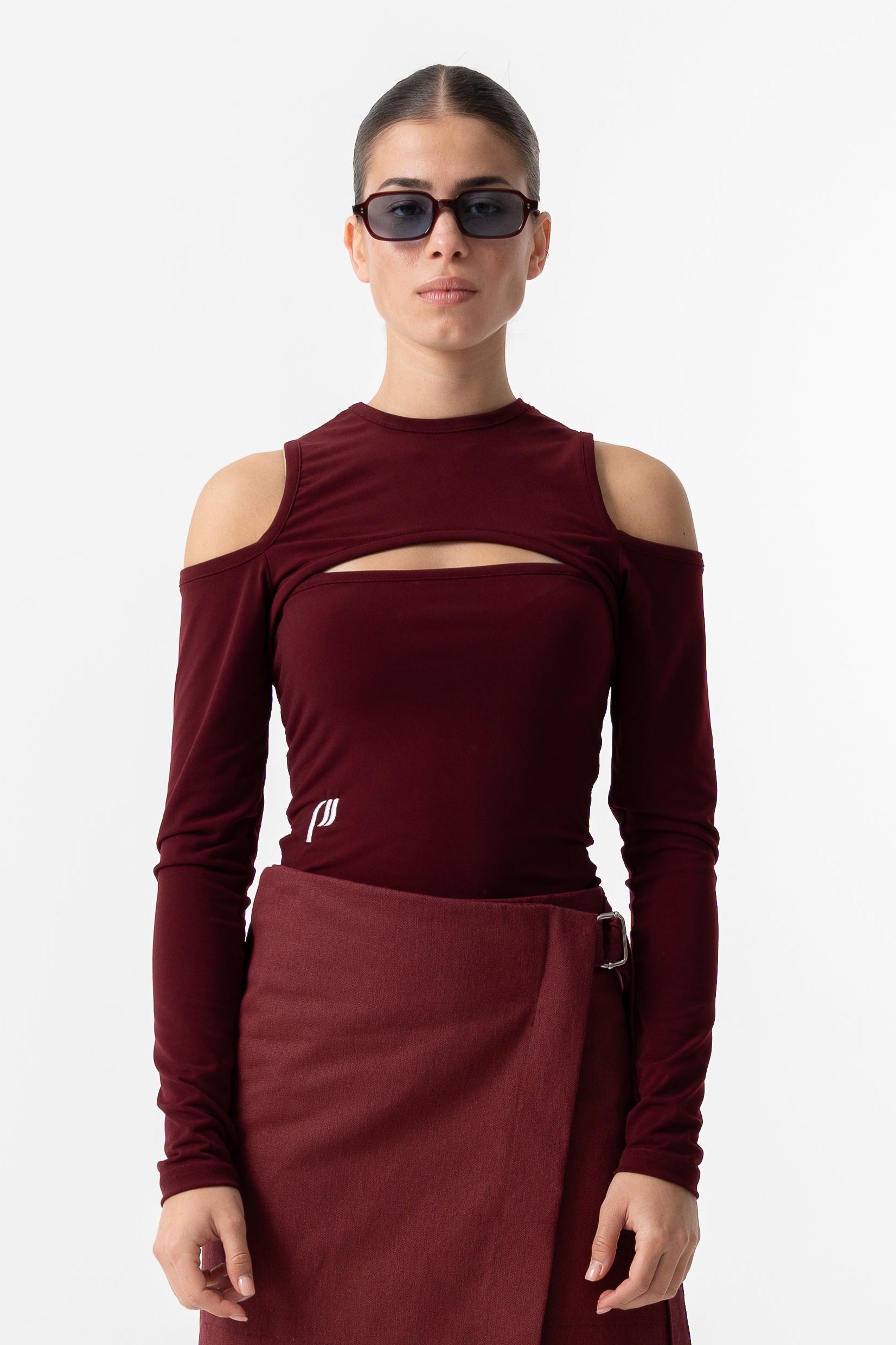 Burgundy cut-out top
