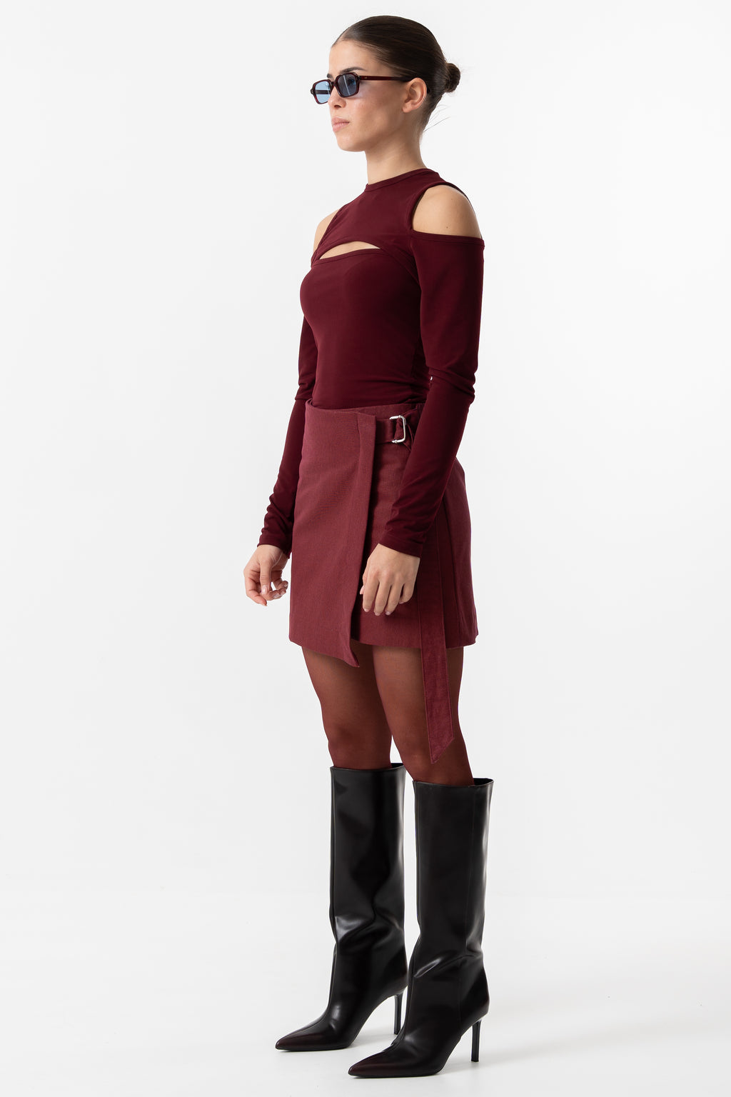 Burgundy cut-out top