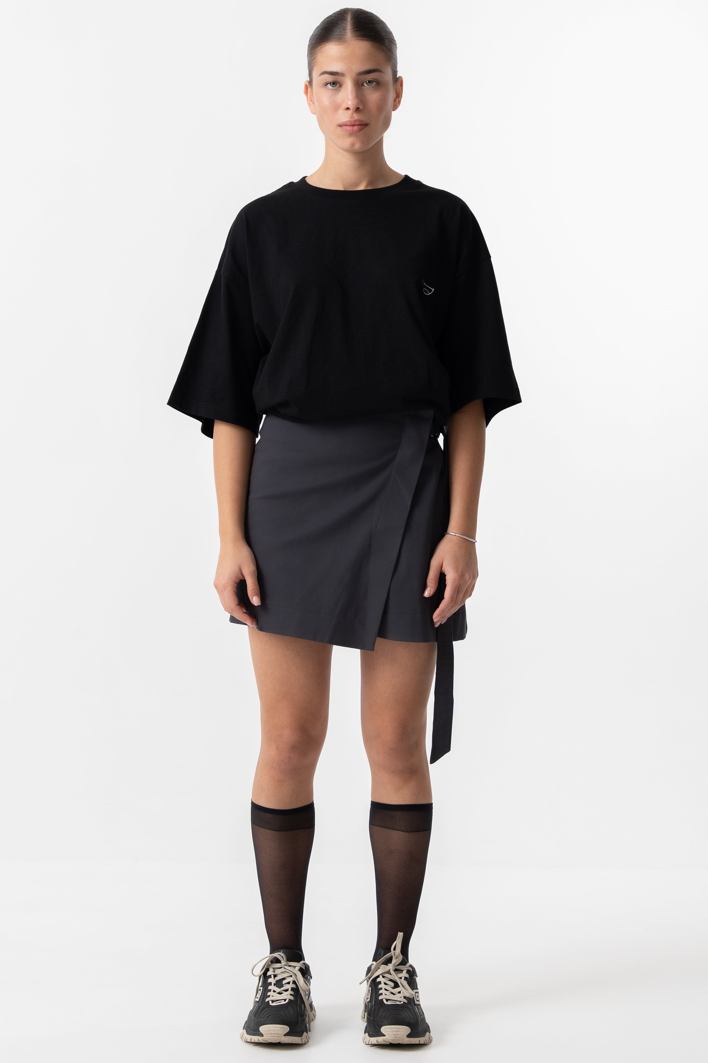 Wrap gray mini skirt