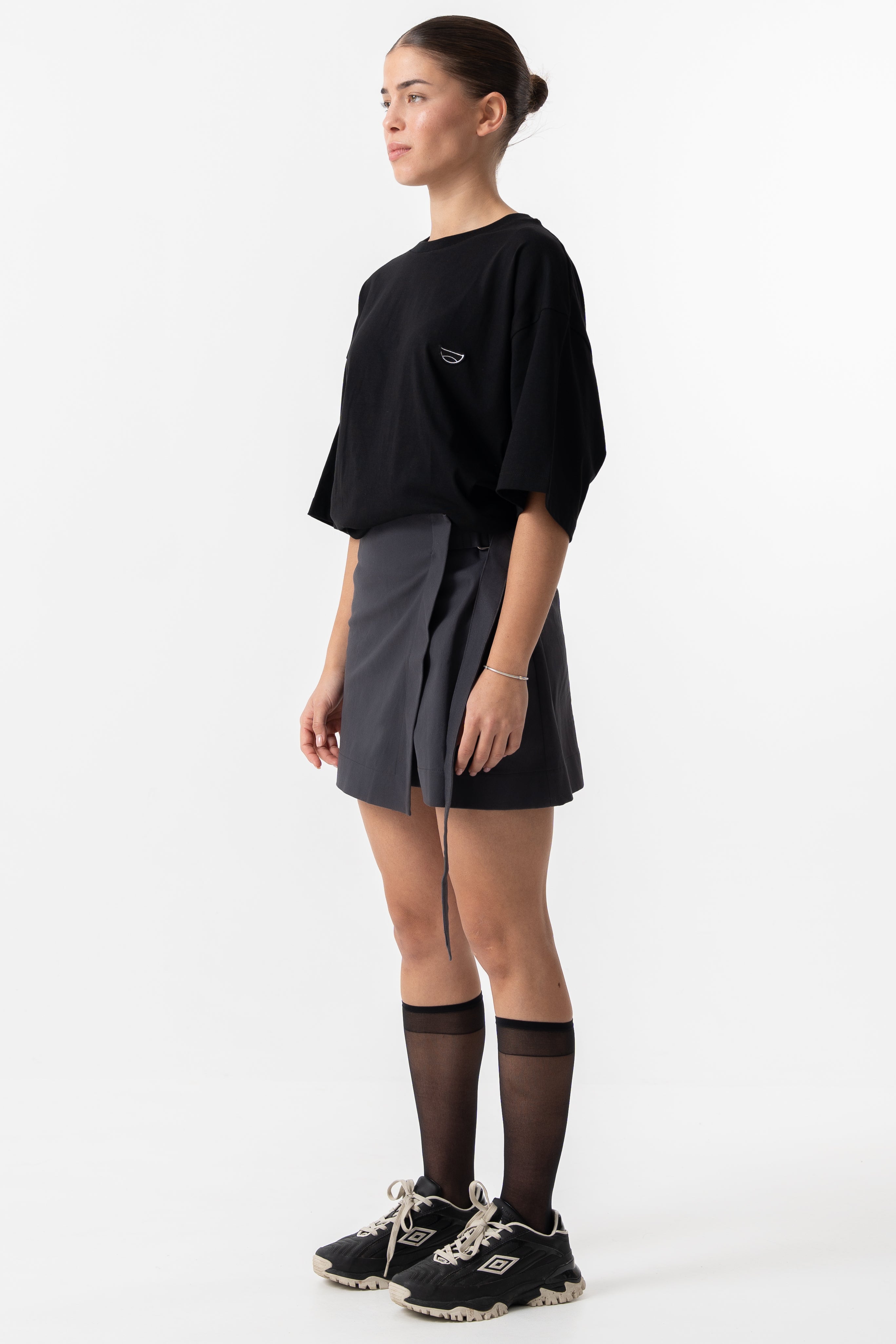 Wrap gray mini skirt