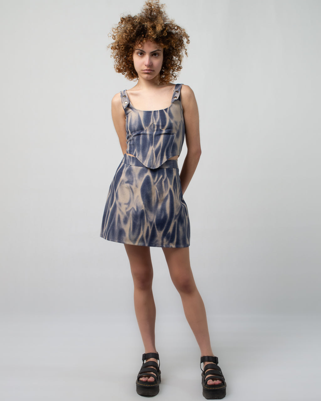 DENIM MINI SKIRT BLUE GREY