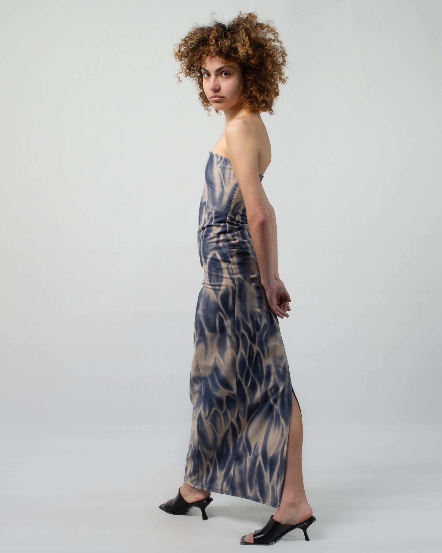 DENIM MAXI DRESS GREY BLUE