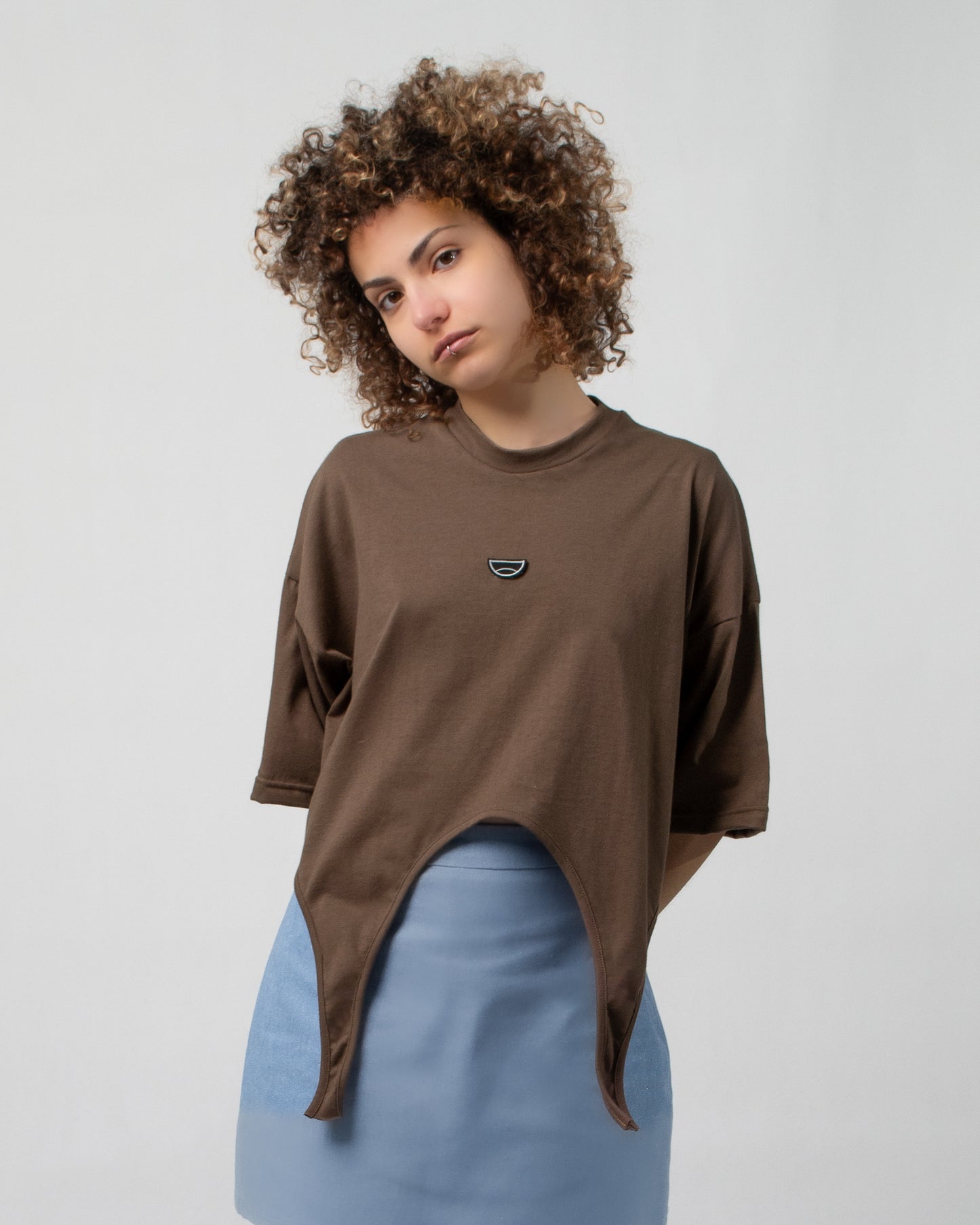 CROP TOP TEE BROWN