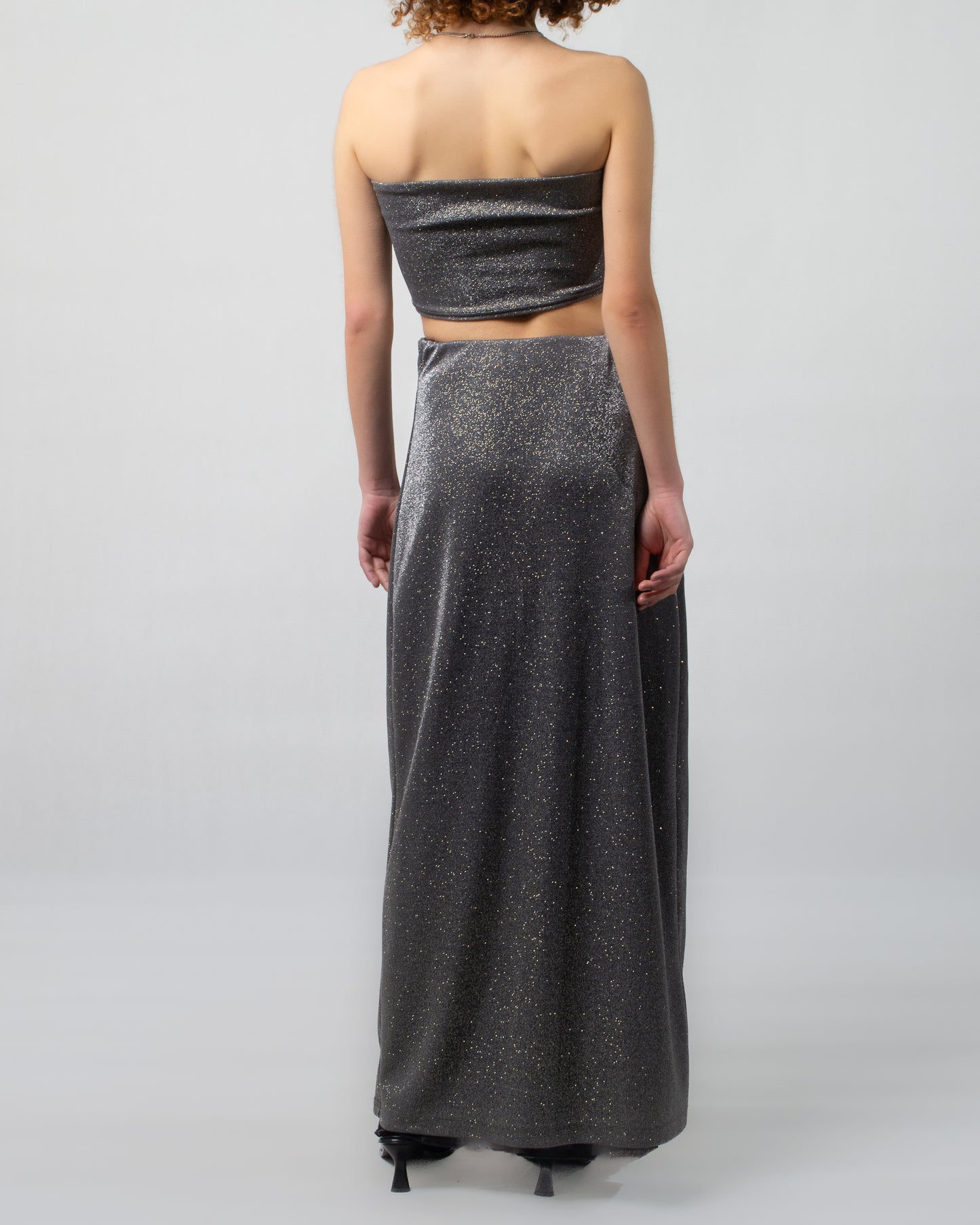 MAXI SKIRT SILVER GLITTER