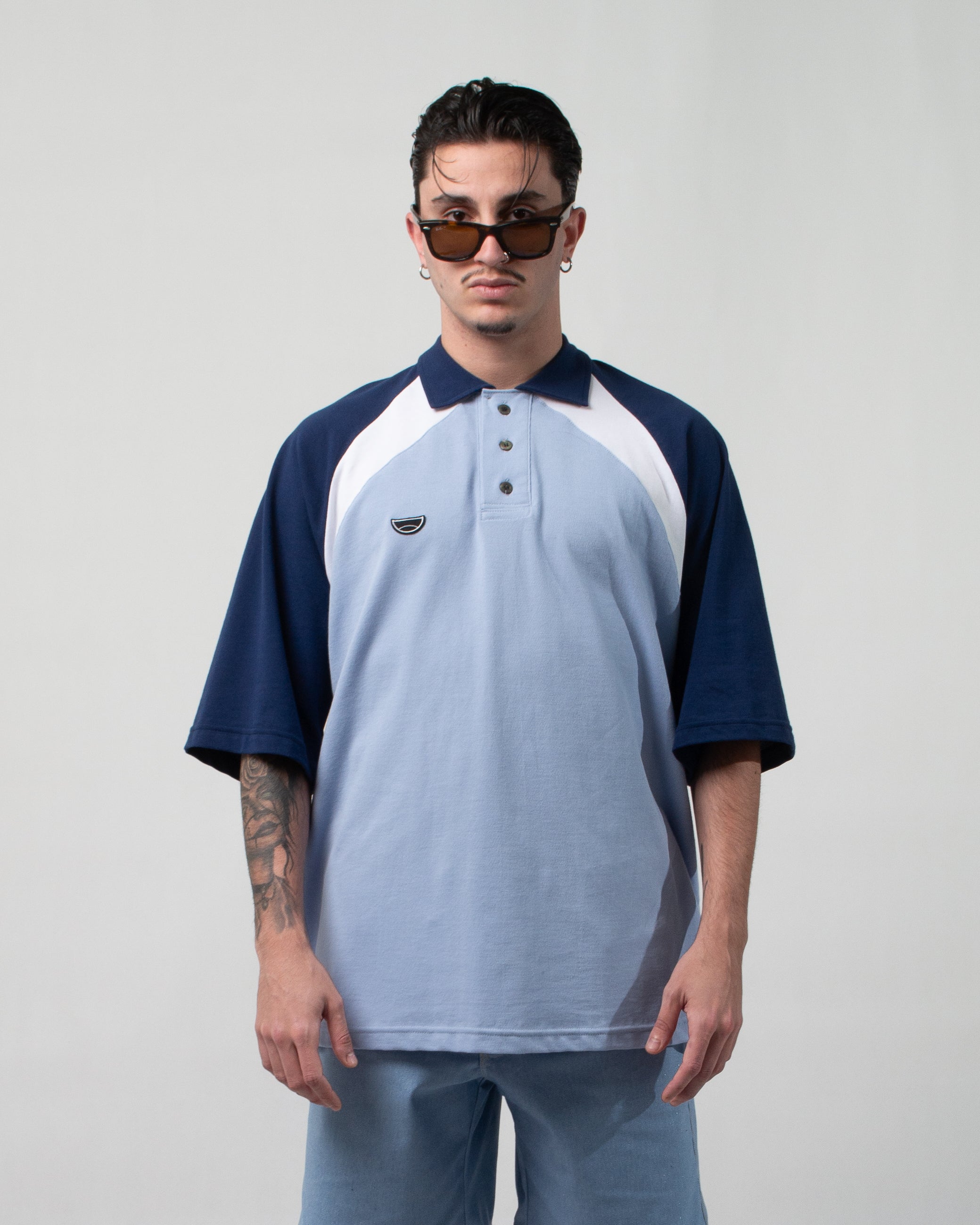 TRICOLOUR POLO BLUE