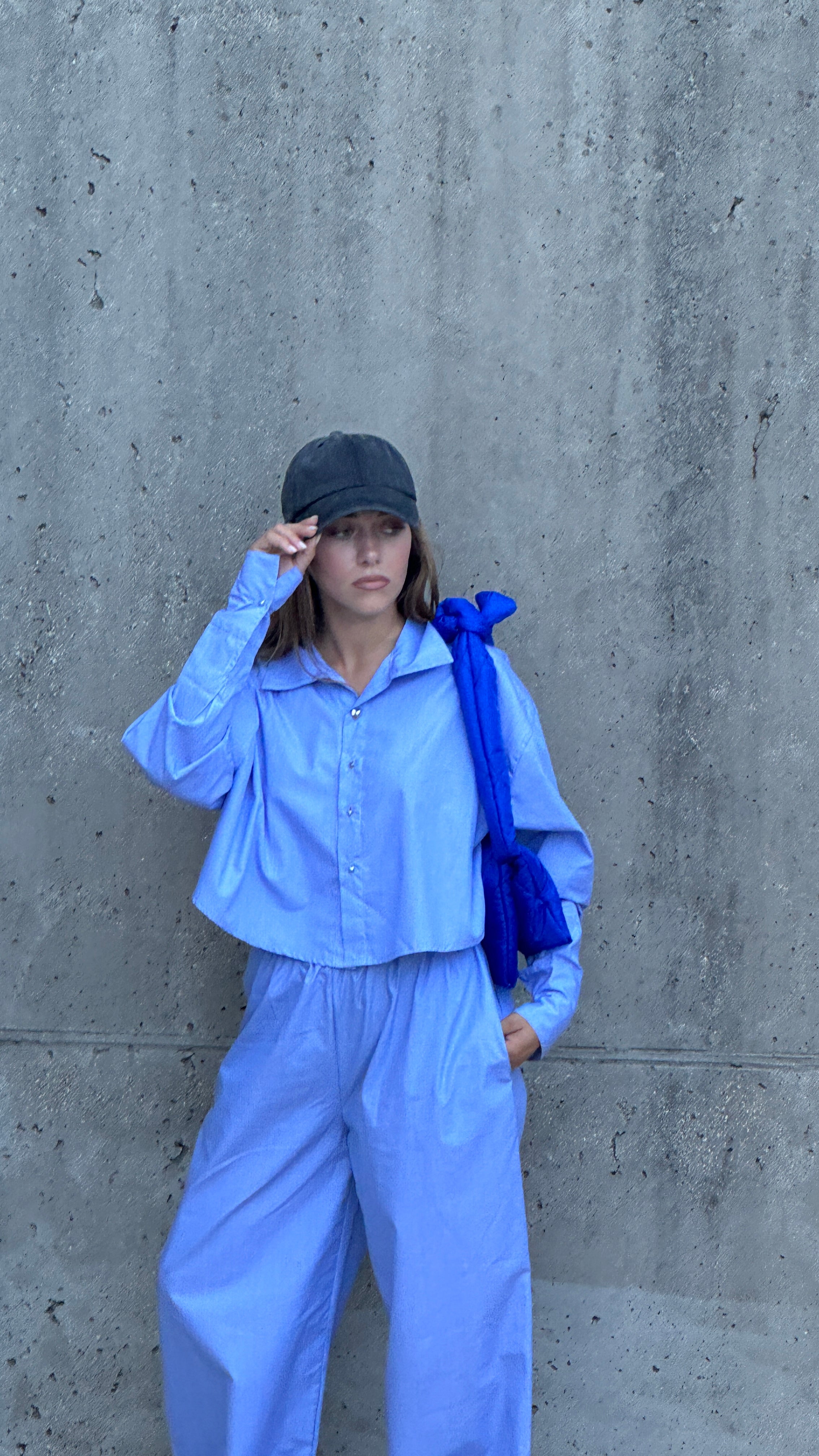 WIDE LEG TROUSERS BLUE