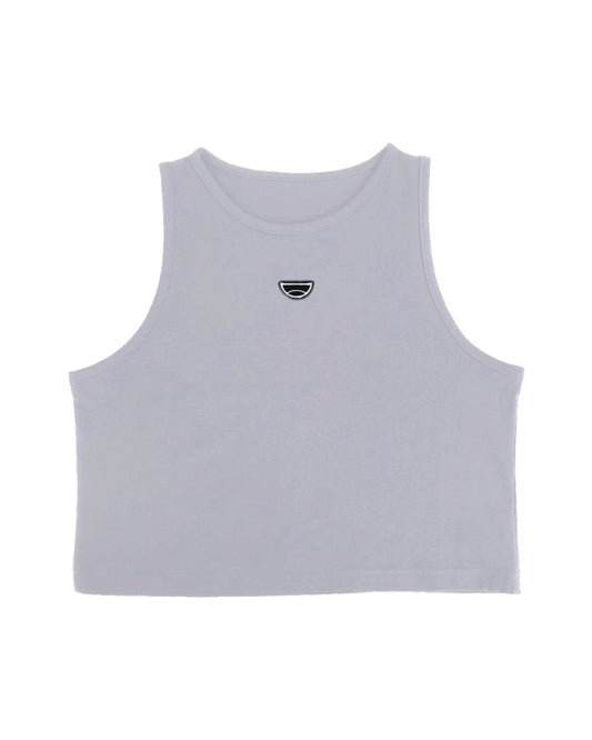 '' REBORN '' Ice grey halter crop top